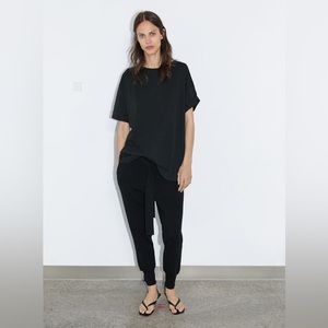 Zara Black Knit Trouser with Belt